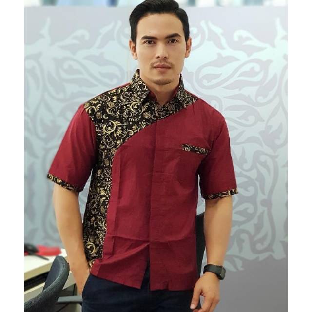 PROMO KEMEJA BATIK PRIA BATIK KOMBINASI FASHION PRIA TERMURAH