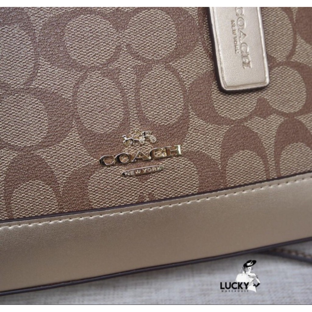 Coach Mini Sierra Satchel In Signature Canvas in Gold - ORIGINAL 100%