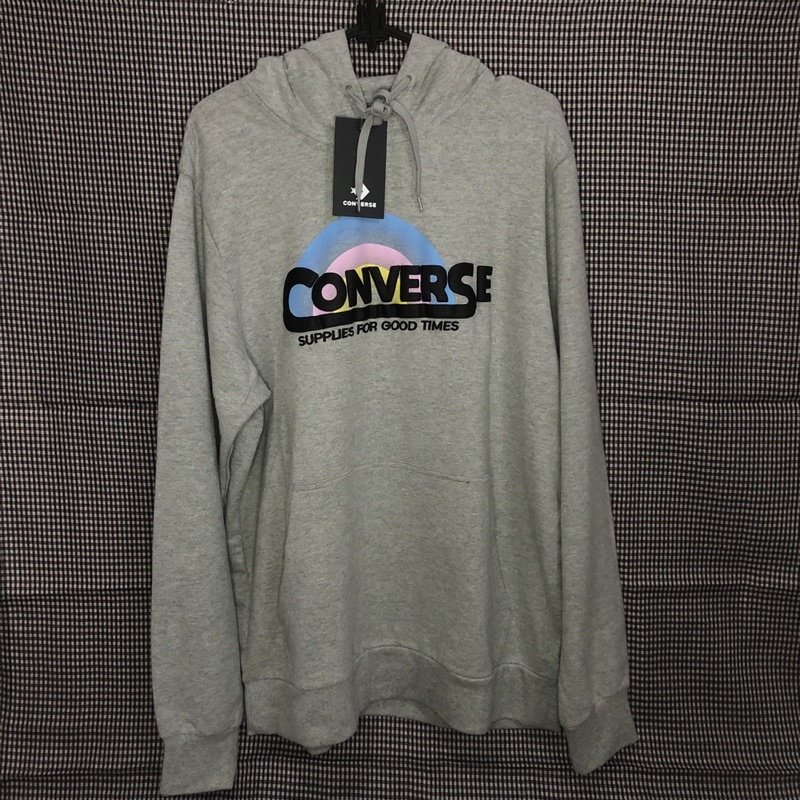 hoodie converse script grey
