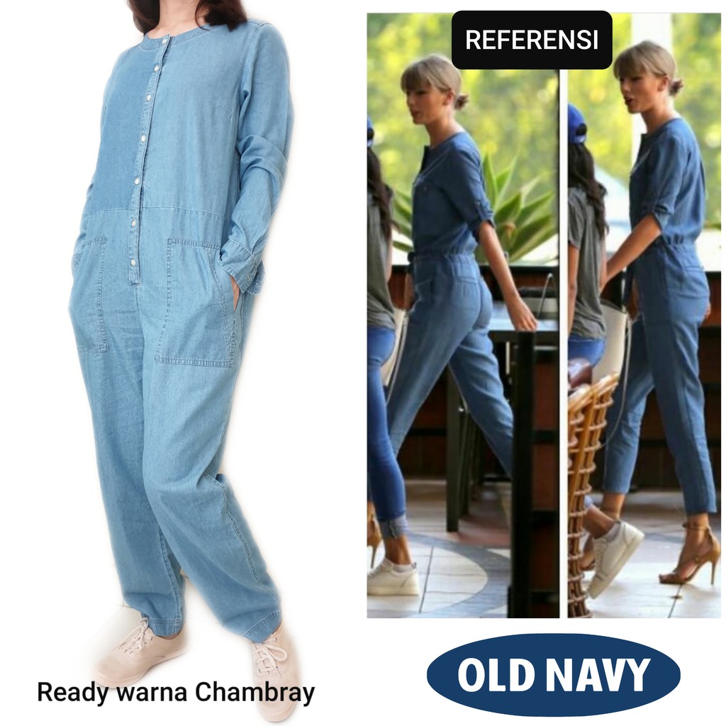 old navy denim jumpsuit