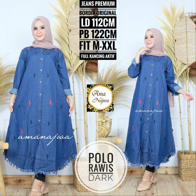Polo Rawis Long Tunik Jeans Wash by Ama Najwa