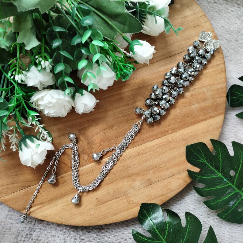 Syaira brooch / bros dagu juntai panjang-Silver