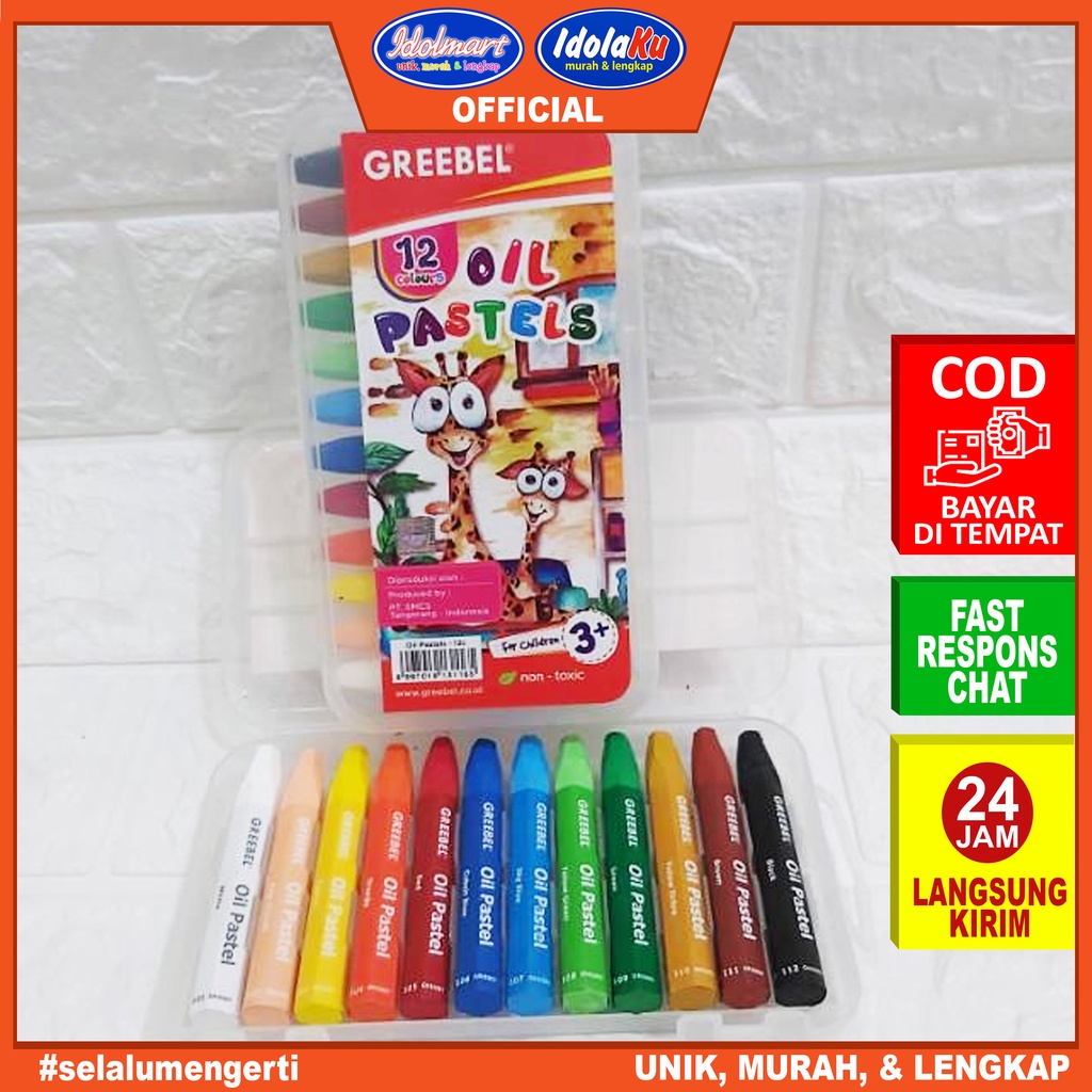 

IDOLMART TANGERANG GREEBEL Crayon/Krayon Kids Oil Pastel 12 Warna Crayon Greebel