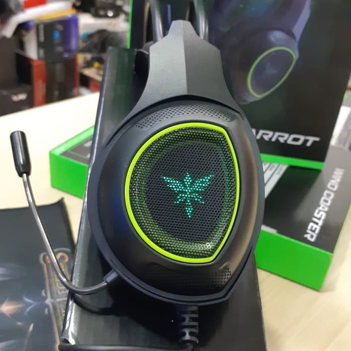 Headset Gaming NYK HS-P09 PARROT USB 7.1 Sound Green LED