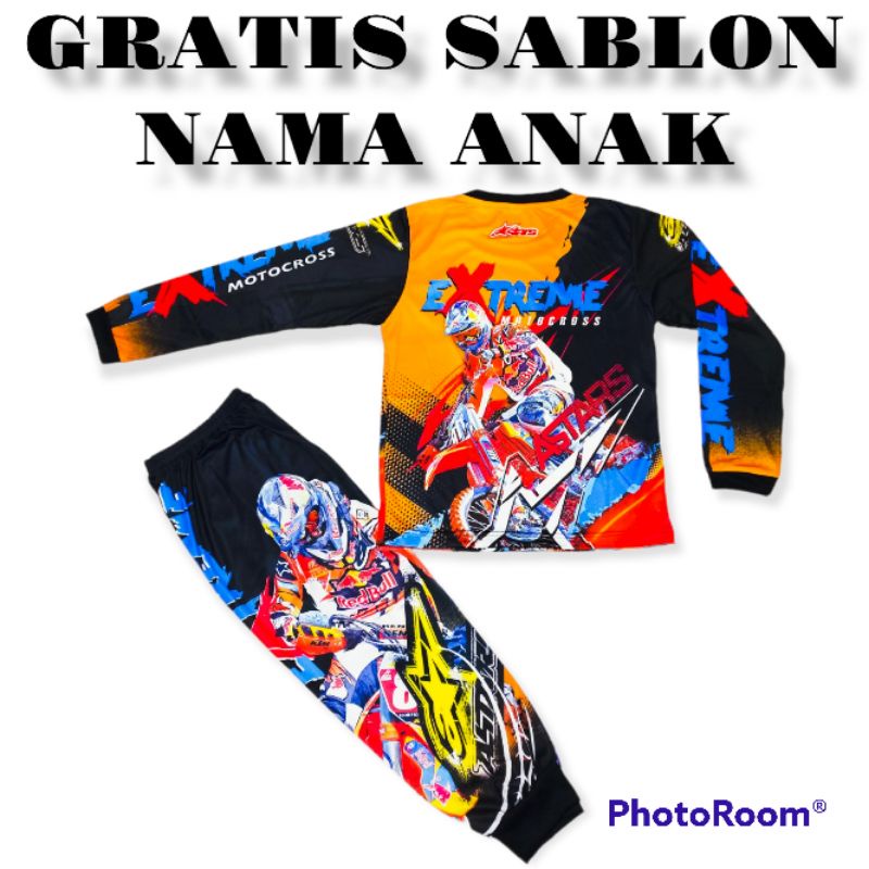 SETELAN BAJU MOTOR CROSS ANAK