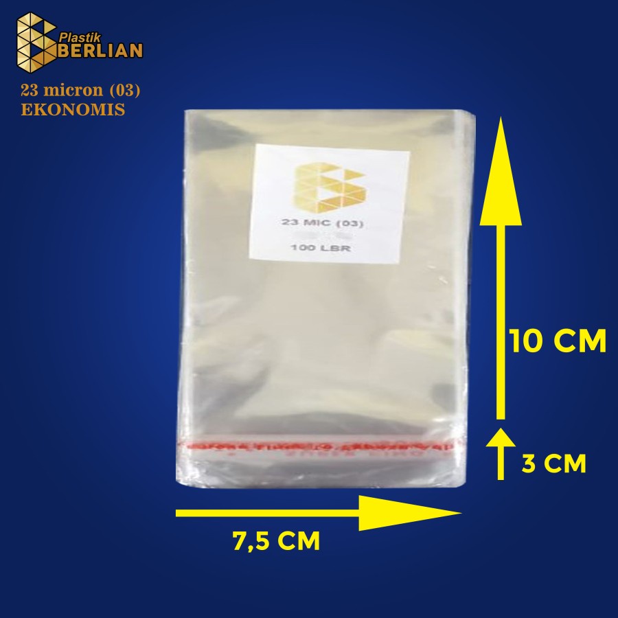 

7,5 x 10 cm Plastik OPP EKONOMIS 23micron (100 lbr) (lem/seal)