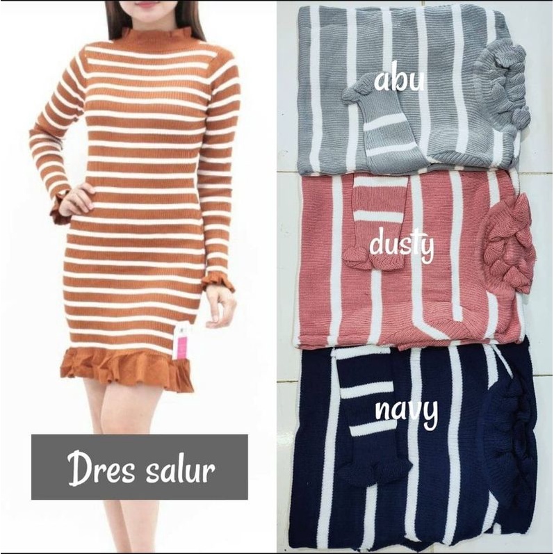 Dress Rajut Salur Knite Wanita / Dress Rajut wanita / Salur Knite Wanita / Rajut Salur Wanita Premiu