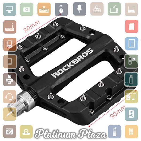 Rockbros Pedal Sepeda MTB Mountain Aluminium Alloy Non Slip - JTLK1012C - Black`3S9MTT-