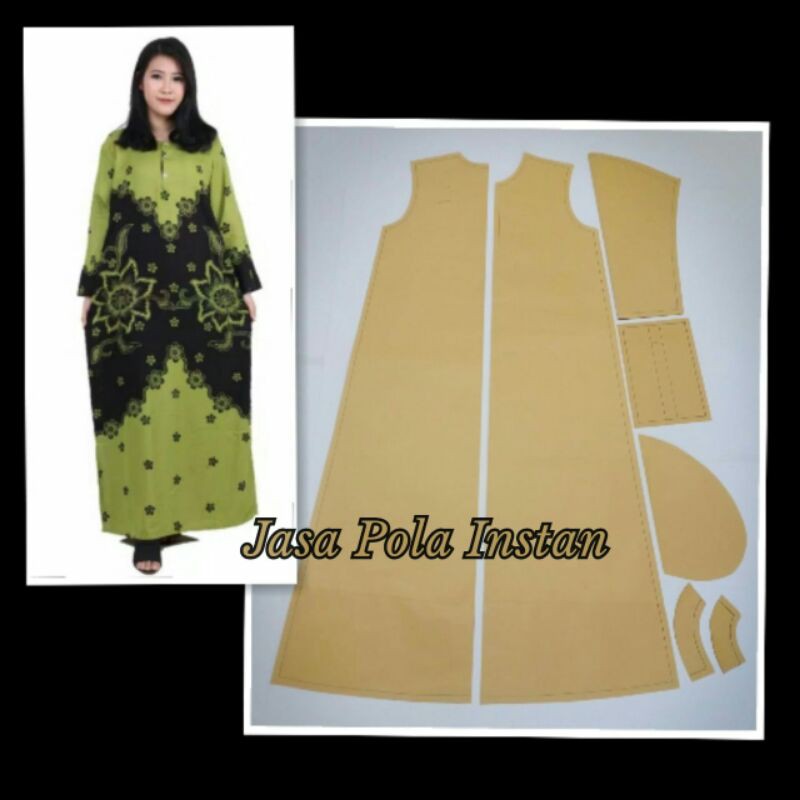 pola daster lengan panjang