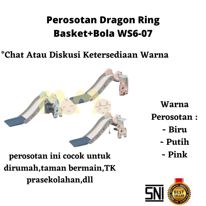 Mainan Anak  Perosotan DRAGON Mini / Perosotan NAGA Ring Basket+Bola