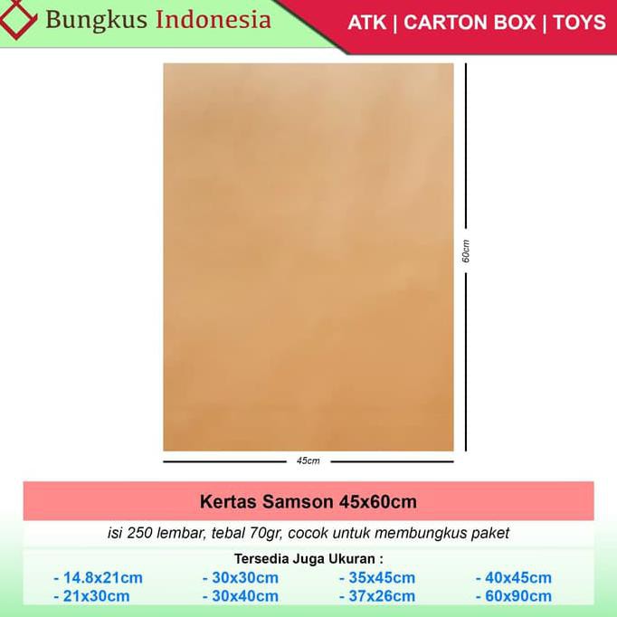 

Terpercaya Kertas Samson 60X45Cm | Kraft | Bungkus Paket |Paper Bag Promo Kode 662