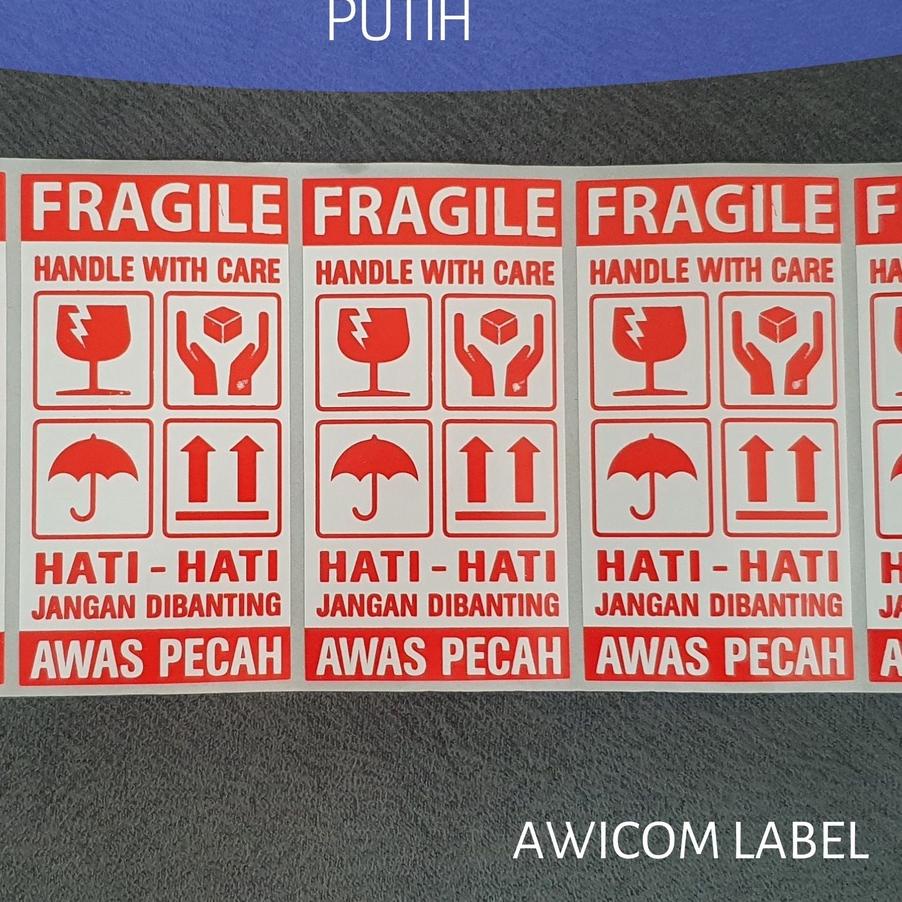 

Label Sticker FRAGILE 95x50 HANDLE WITH CARE HATI-HATI JANGAN DIBANTING AWAS PECAH 95 x 50 isi 500 ✓