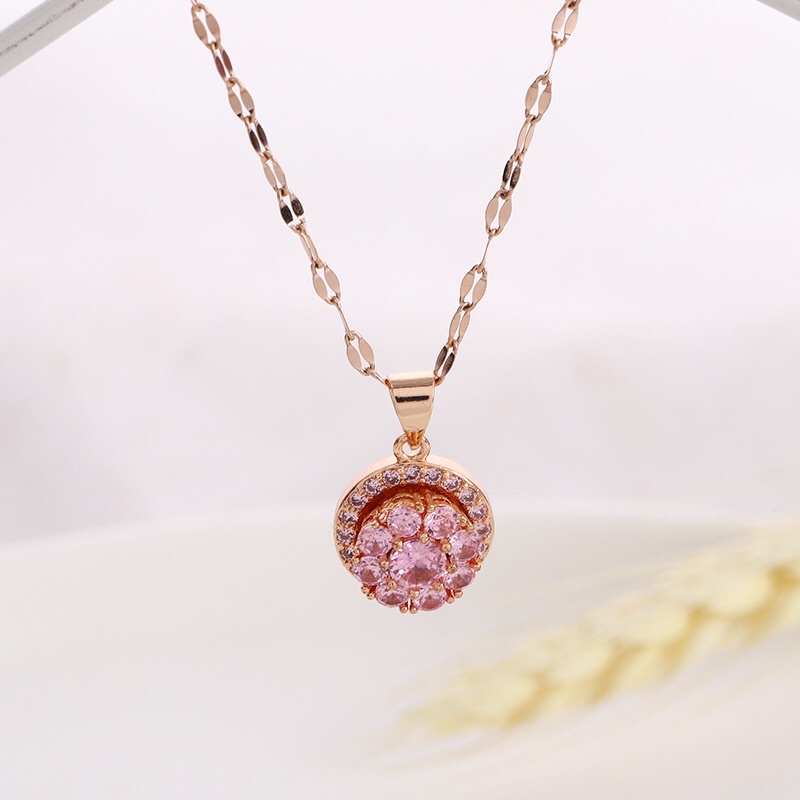 Kalung Titanium Wanita Rolling Tranding Rosegold