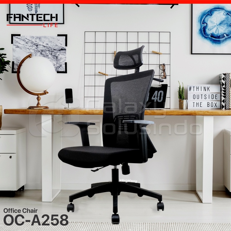 Fantech OCA258 Office Chair - Kursi Kantor Jaring Black