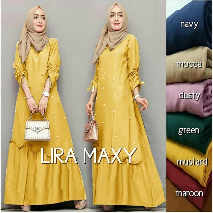 BAJU ATASAN GAMIS WANITA MUSLIM SYARI - MAXI DRESS MOTE LIRA - HIJAB EXCLUSIVE