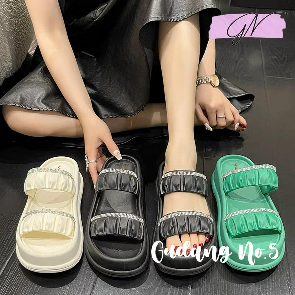 GN-8688 &amp; 8688-1 Sandal Selop Tali Dua Fashion Wanita Motif Blink Import Yesplus PCU