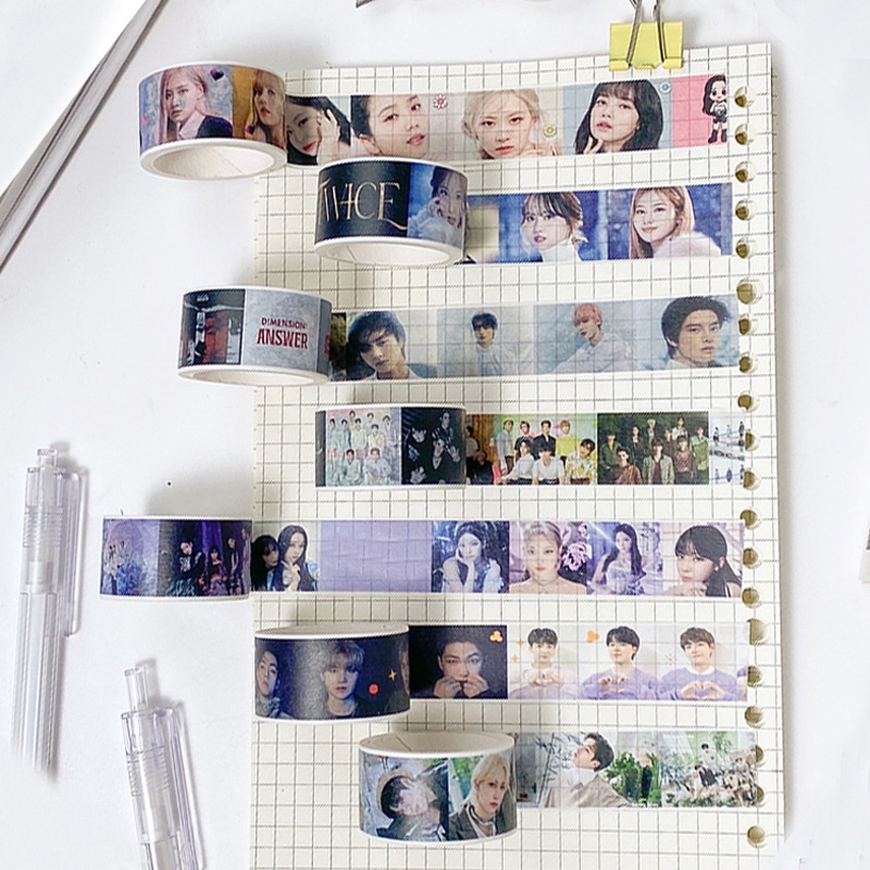 Stiker Washi Tape Motif BTS ENHYPEN TWICE BLACKPINK NCT Stray Kids Aespa Untuk Dekorasi Buku Diary DIY