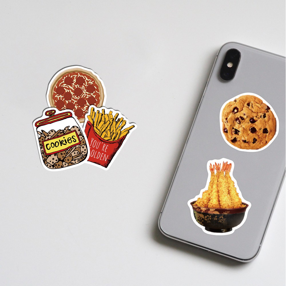 50PCS Self-made Stikers Hamburg Potato Pizza Food stickers Handbook Cute Fresh Diary Decorative Stationery Sticker