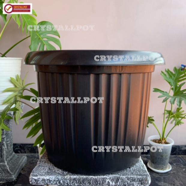 Unik pot bunga plastik hitam GRACE 45cm Berkualitas