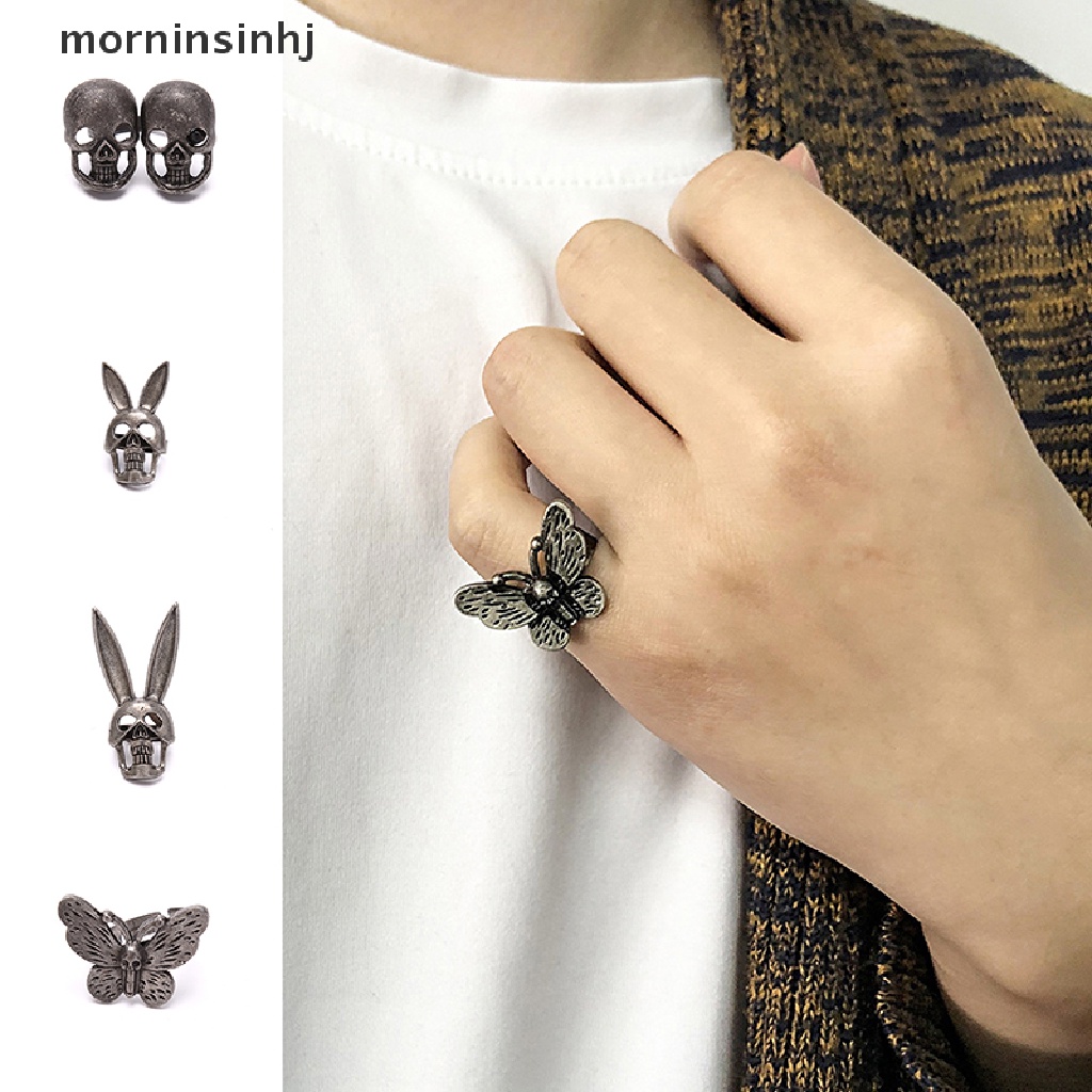 Mor Cincin Gothic Punk Adjustable Desain Kelincikupukuputengkorak Untuk Wanita