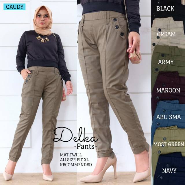 FAFA - DELKA CELANA BAGGY PANTS  PREMIUM // CELANA KERJA WANITA KATUN TWILL
