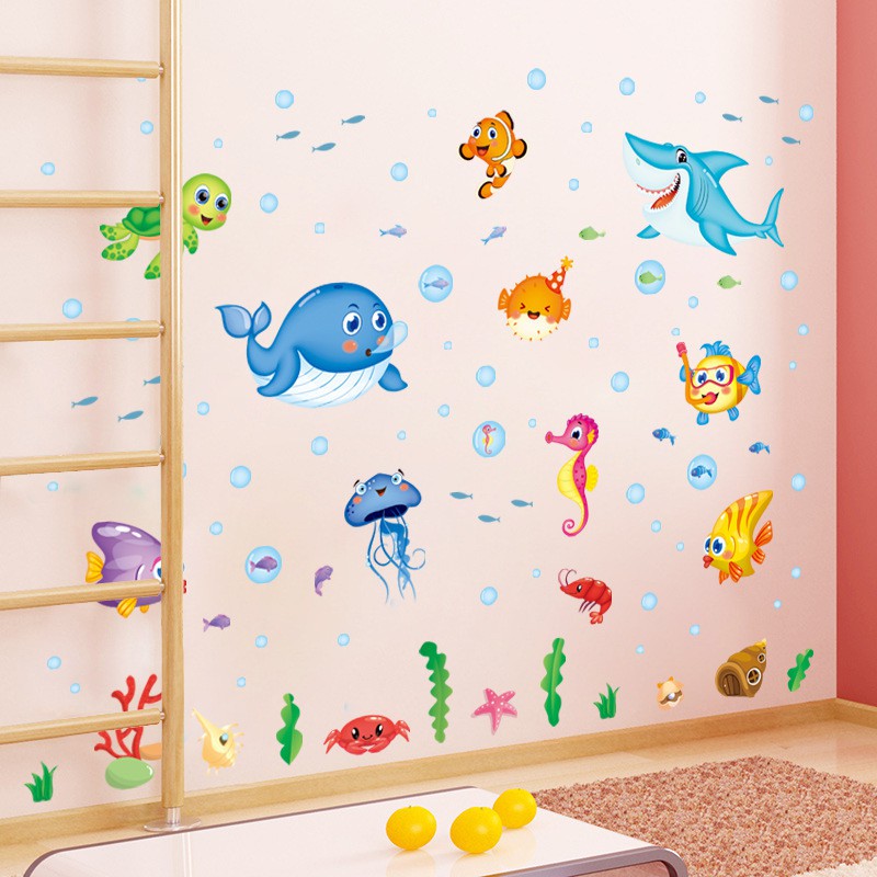 RELIZA WALL STICKER IKAN PAUS FISH KAMAR MANDI ANIMAL HEWAN LAUT STIKER DINDING XL7206