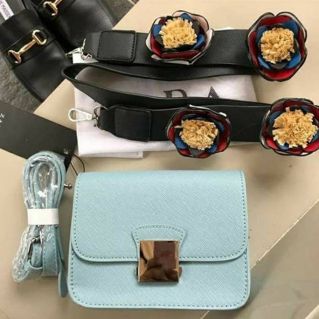 Tas wanita zara original floral 2 tali (rantai dan floral)