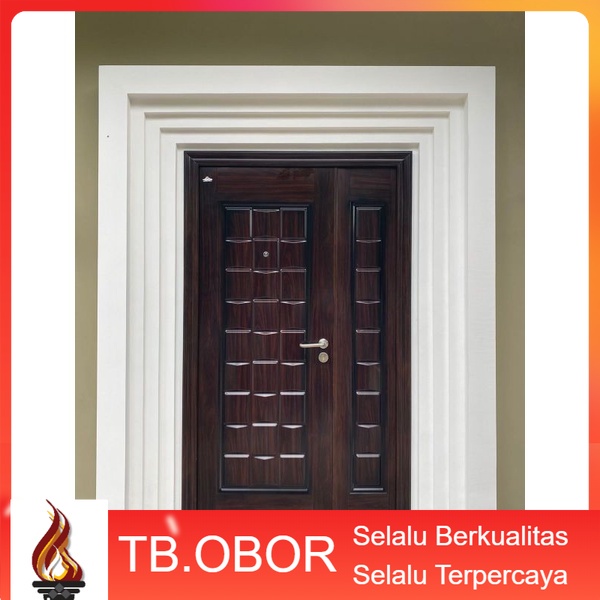 Pintu Utama Rumah Baja Tipe Model Mother Son Besar Kecil Minimalis Modern Premium Motif Khas Serat U