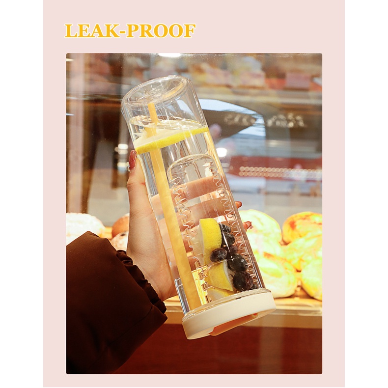 TUMBLER CUP / Botol Minum Infuse Water Straw Bottle 700ml Botol Infuse Sedotan