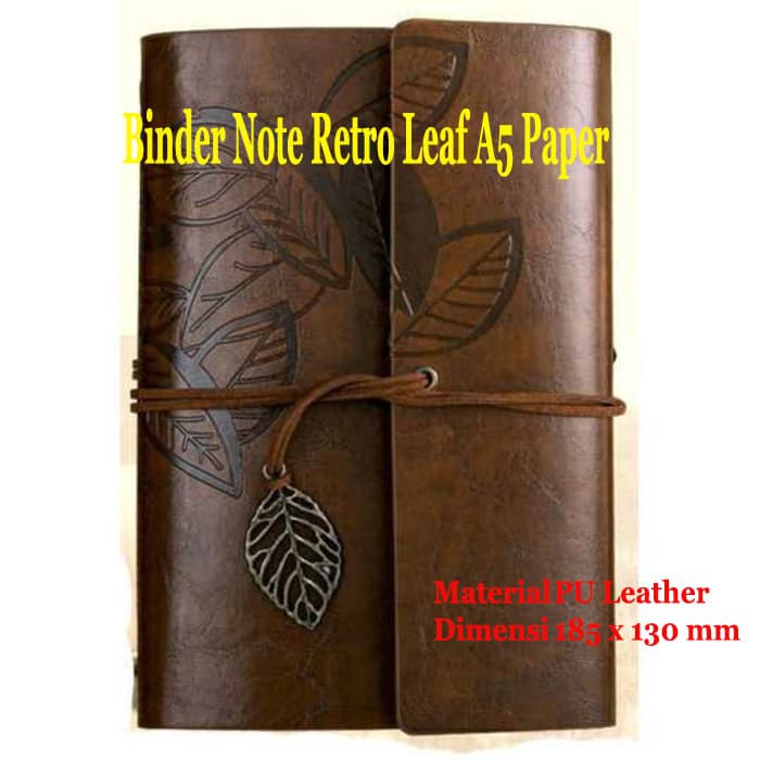 

Buku Catatan Binder Kulit Retro Leaf Kertas A5 - Coffee - Coklat