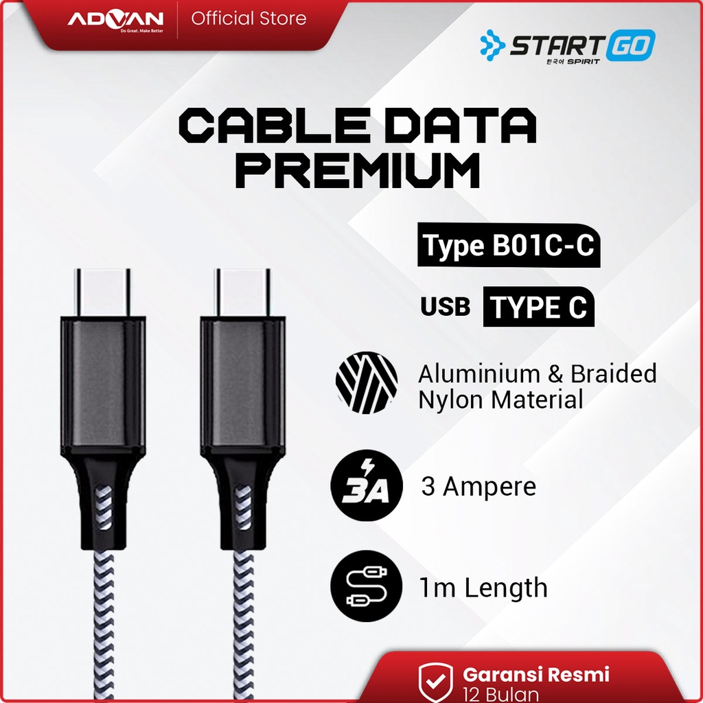 STARTGO Kabel Data Premium B01-C TypeC to TYPE C 1m 2.4A Kabel Charger ORIGINAL