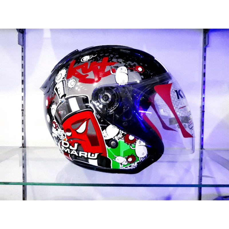 KYT HELM DJ MARU MOTIF #5 BLACK RED MAROON | KYT DJ MARU ORIGINAL