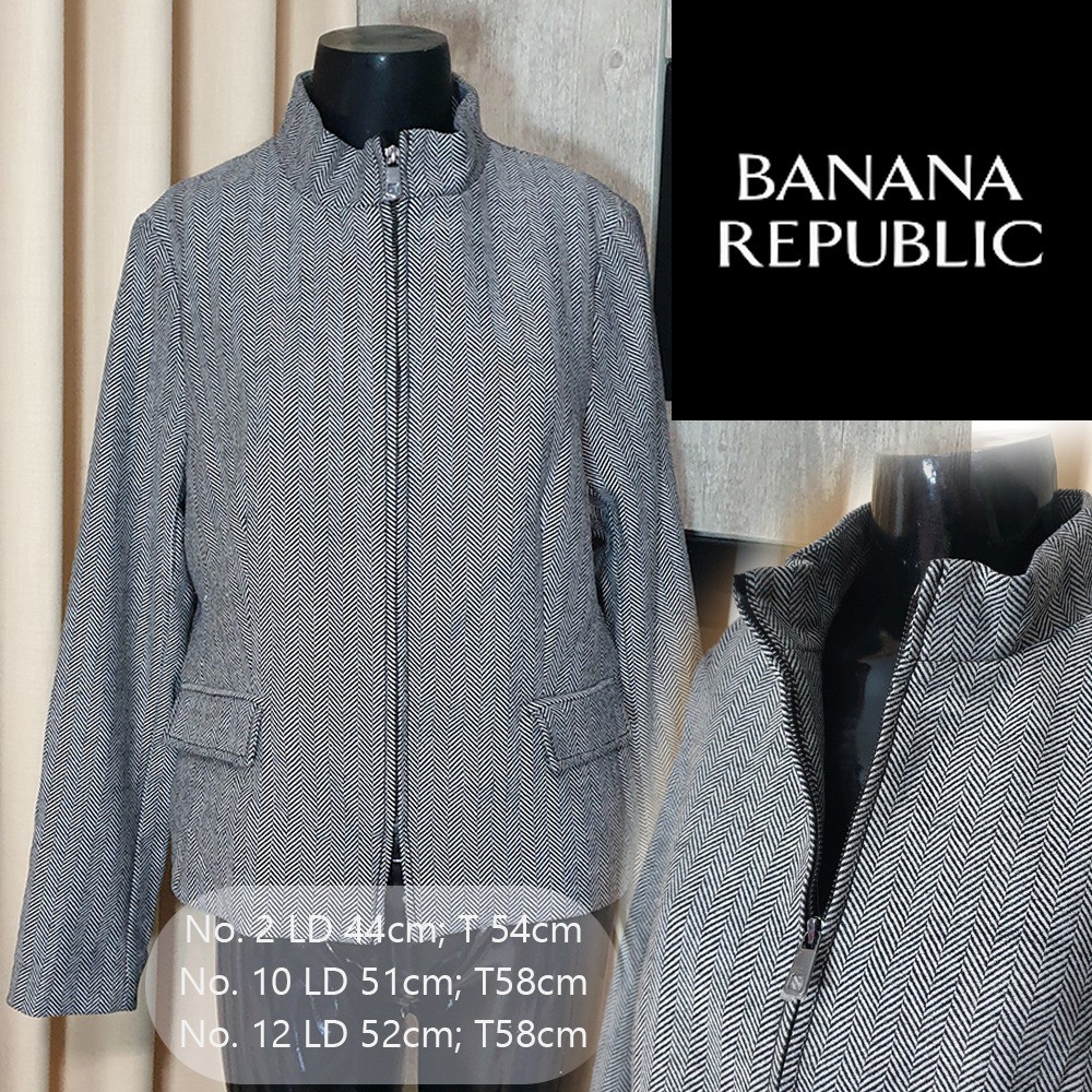 Jaket Wanita BANANA REPUBLIC Abu-Abu Zip Sleting