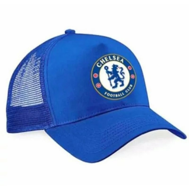 topi trucker jaring logo Chealsea FC polos custom club bola