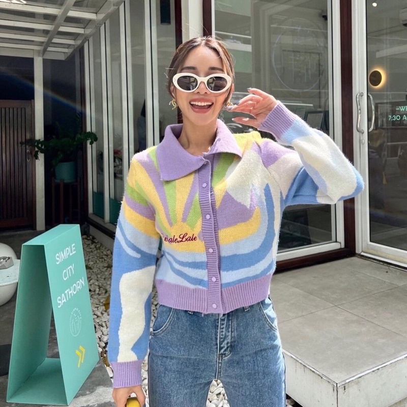 Davikah Mapping Color Knit Cardigan cardigan import cardigan korea cardigan bangkok baju rajut premi