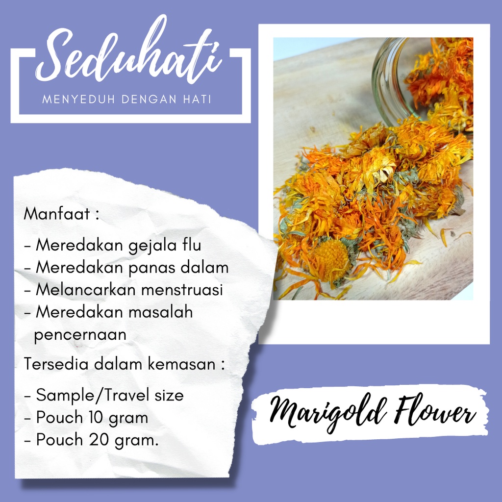

Seduhati Teh Bunga Calendula/ Marigold Flower Tea/Teh Bunga Herbal - Tea Tube/ Hampers/Hadiah Unik