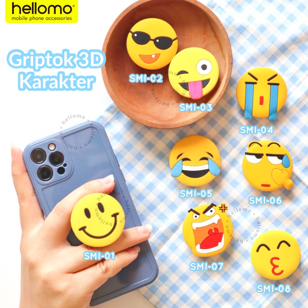 Griptok Ring 3D Smile Phone Grip Holder Universal Grip Tok Hp Emoticon