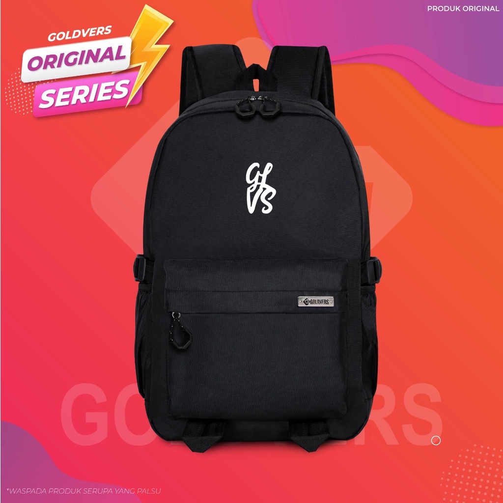 GOLDVERS Ransel Sekolah Anak Laki-Laki BackPack Tas SD SMP Punggung Laptop Sekolah IMPORT-Glowin Black (Hitam)