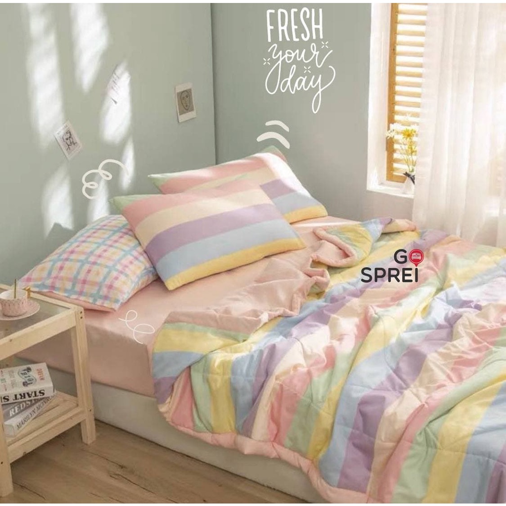 GOSPREI Sprei Set MINIMALIS BUBBLEGUM ( tanpa bedcover ) AESTHETIC KATUN KOREA DOUBLE