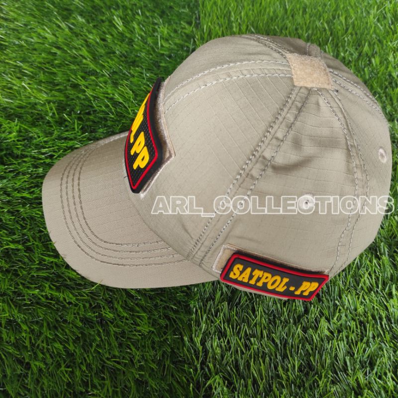 TOPI POL PP BDU VELCRO PLUS 3 LOGO PATCH RUBBER/TOPI SATPOL PP CREAM TAN MODEL LOGO TULISAN