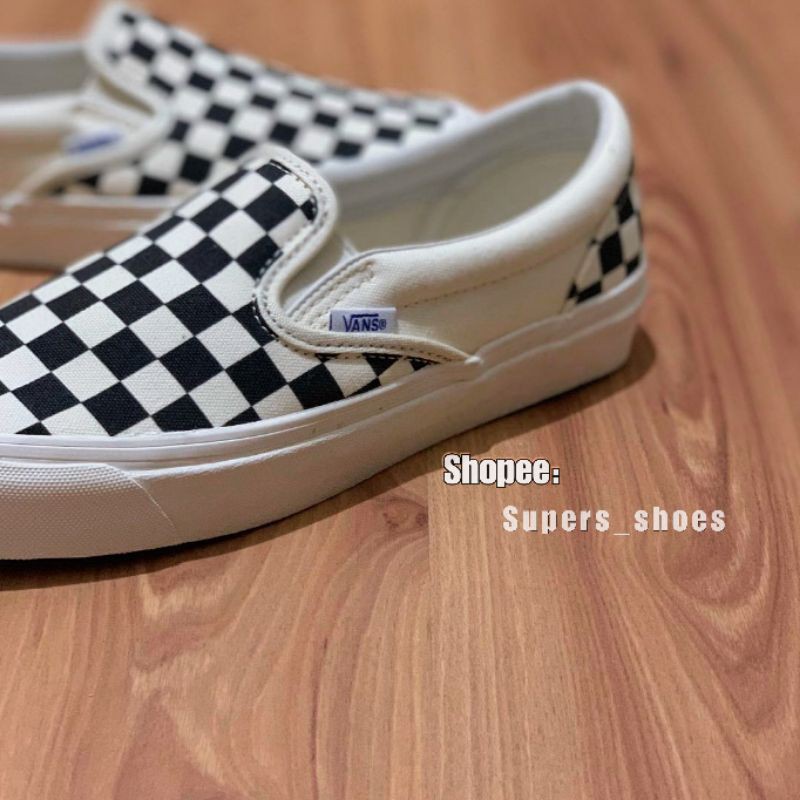 SEPATU VANS SLIPON OG CHECKERBOARD BLACK WHITE - VANS SLIP ON OG CATUR PRIA WANITA | #BRANDSALE SOCKOG-5
