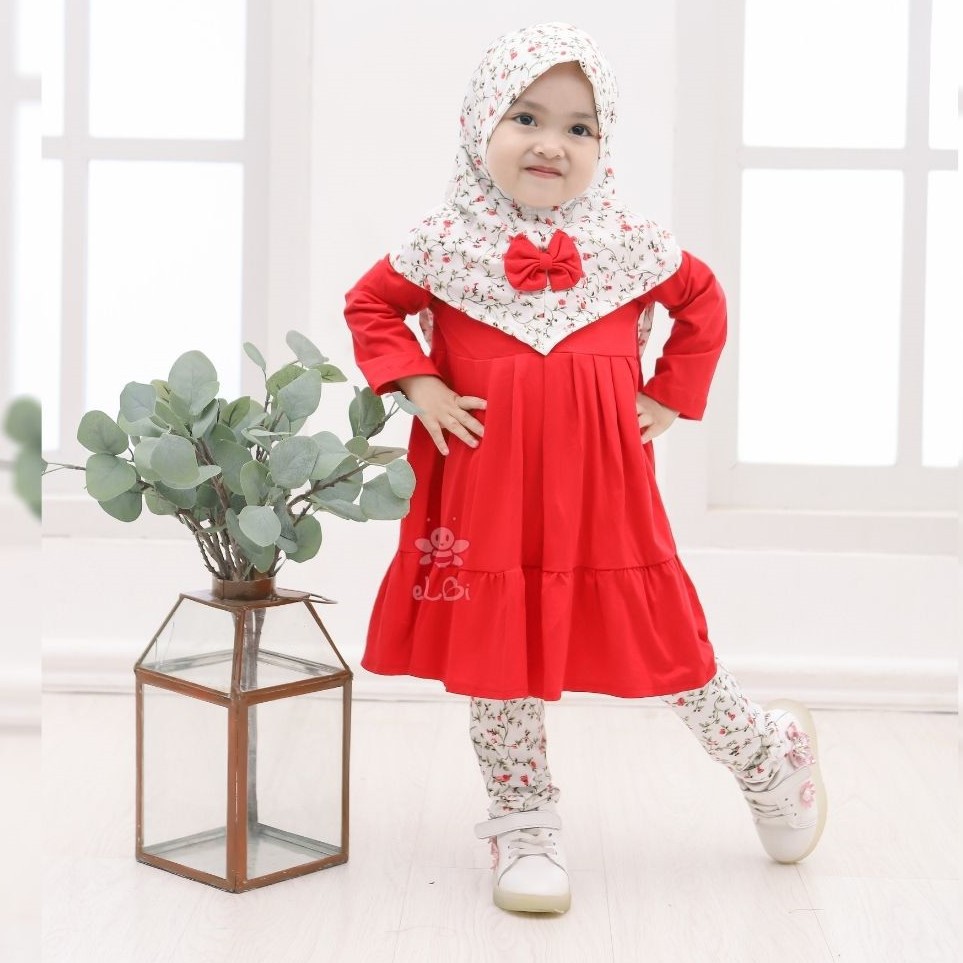 Gamis Anka eLBi Rayon / Baju Muslim Anak Perempuan / Baju Muslim Anak 1 Tahun - 6 Tahun