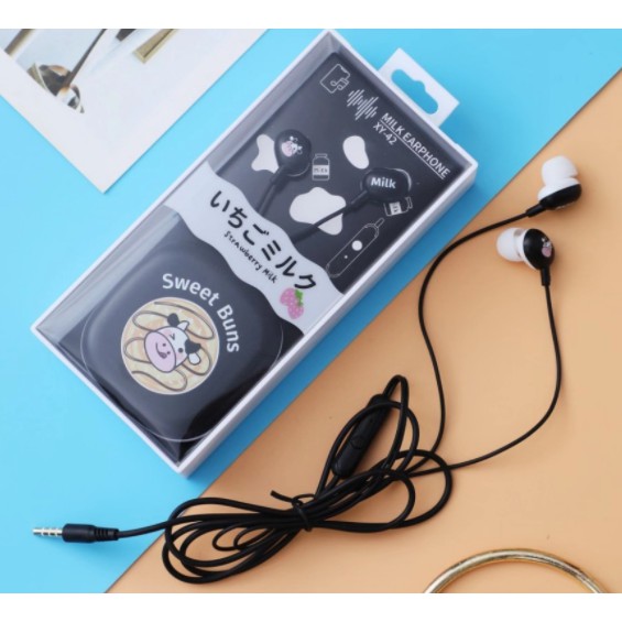 [XY-42] Headset Earphone Motif Gambar SAPI COW Imut Lucu / Wadah Earphone Karakter Kartun Sapi Kerbau Solid