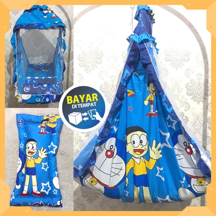 Ayunan bayi Karakter Motif 2 in 1 ukuran besar dijamin puas (KELAMBU,AYUNAN,KASUR)