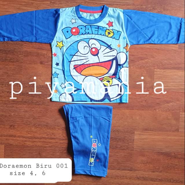 baju tidur babydoll kaos setelan lengan panjang celana panjang anak doraemon 001