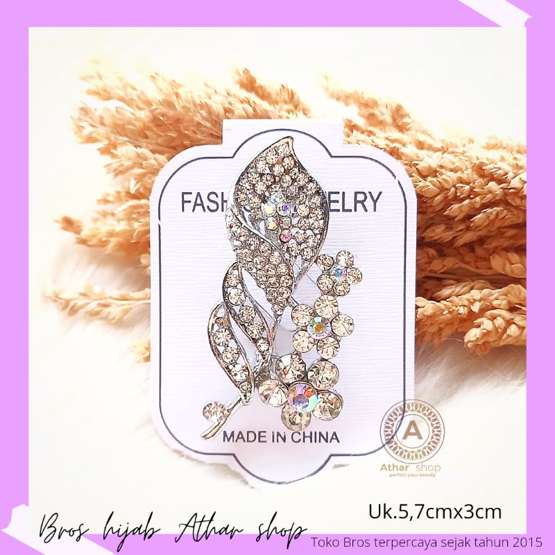 Athar shop COD Bros mutiara kristal fashion korea aksesoris fashion pin bros tuspin-Safa silver