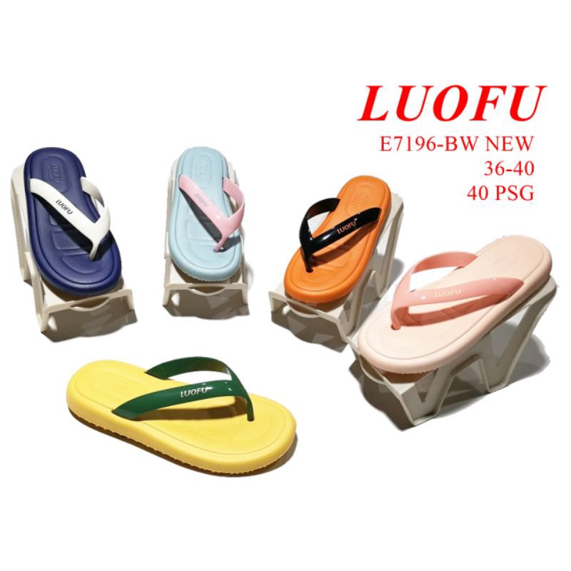 Sendal Karet Wanita Luofu E7196 BW Jepit Cewek