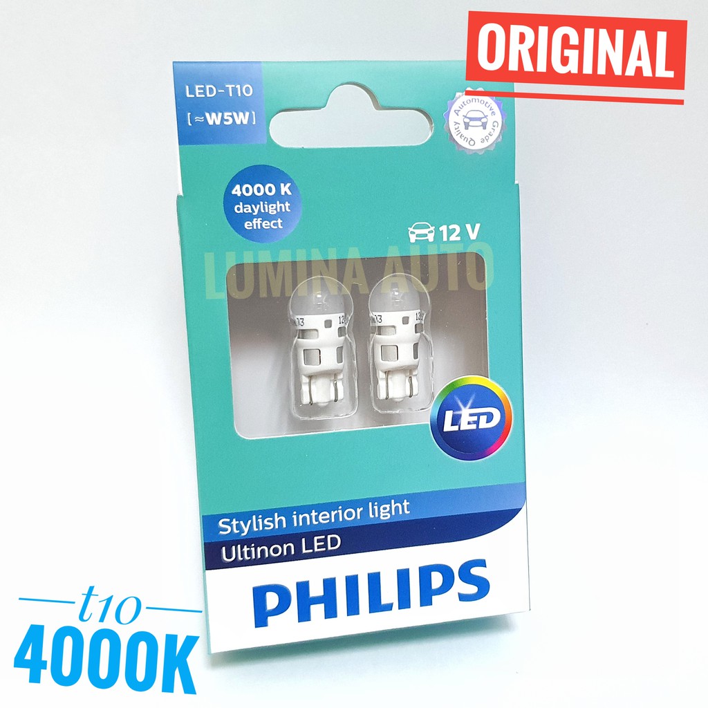 Philips Ultinon LED T10 4000K - Lampu Senja Mobil / Motor Warm White