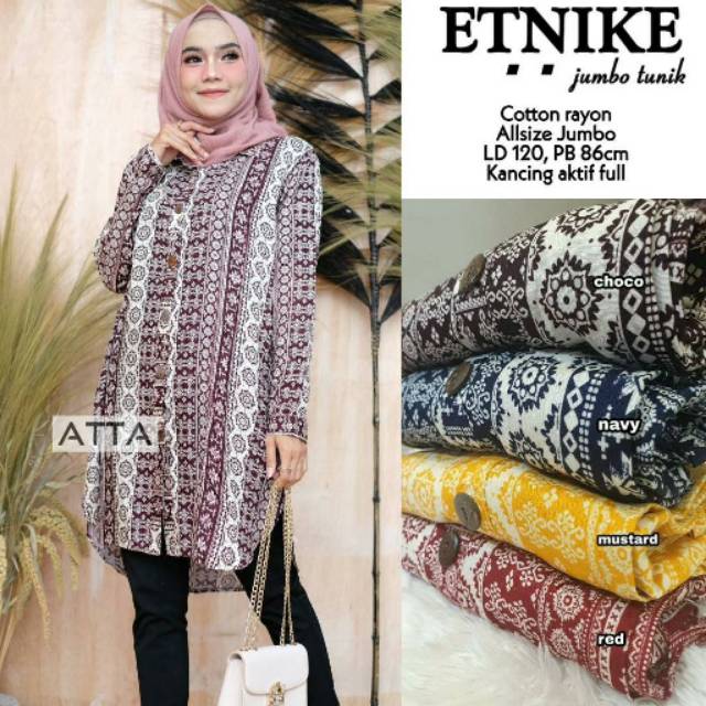 Tunik etnike kekinian jumbo ld 120 busui