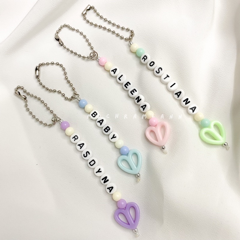 Strap Ball Chain Custom CODE D / Strap Request Nama / Strap Phone Lucu